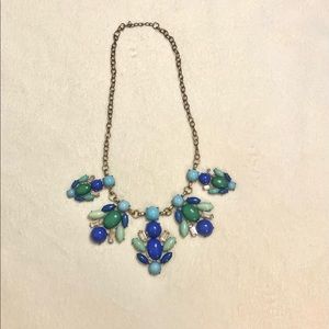 J. Crew Blue Green Jewel Statement Necklace